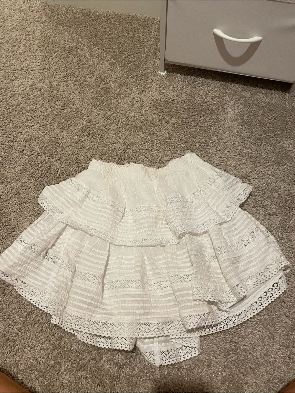 aerie White Tiered Lace Mini Skirt